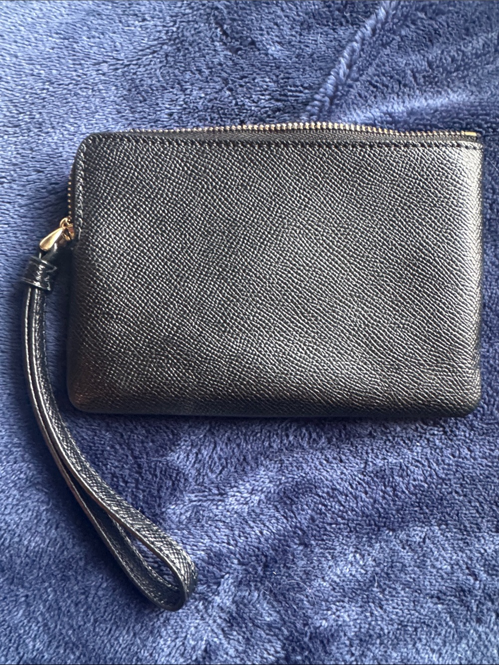 Coach Black Studded Zip Wristlet with Gold Hardware - Picture 2 of 3